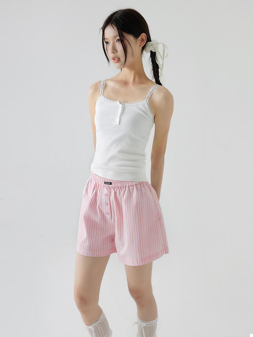 CryingCenter 樱花粉海盐蓝条纹阿罗裤橡筋腰休闲短裤 哭喊中心 商品图3