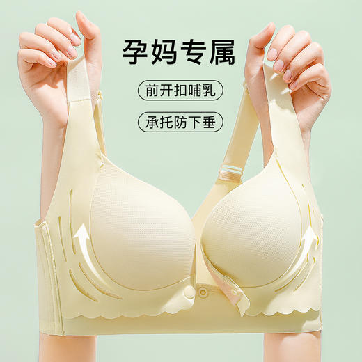 孕妈妈专属便捷前开扣孕妇哺乳文胸上托提拉防垂收副乳内衣女半空烟雨 商品图0