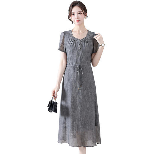 灰色连衣裙夏季中长款鱼尾裙QYM-KED-H1953-Y 商品图4