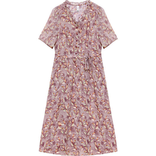 时尚木耳边印花连衣裙QYM-LRX-NF8110-Y 商品图4