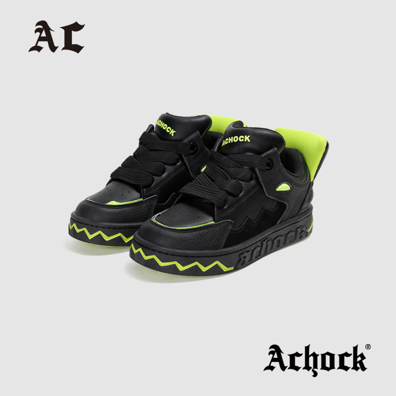 【Achock官方店】“变异小恶魔”国潮泡芙鞋黑色尾翼运动情侣板鞋