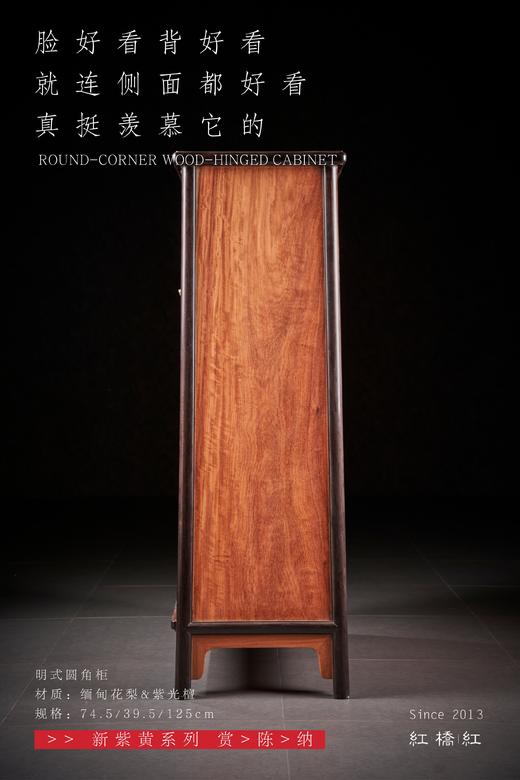红桥红  家具严选  缅甸花梨（大果紫檀）【嵌紫光檀 125 明式素面 小圆角柜】 商品图7