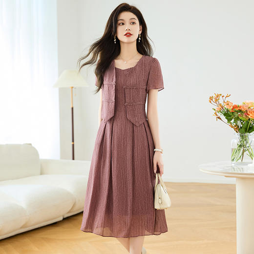 无袖小香风短款中式外套裙子套装QYM-TB-FD1747-Y 商品图2