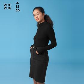 ZUCZUG防缩羊毛针织布小高领长袖T恤c0213ts13吊牌价1050元