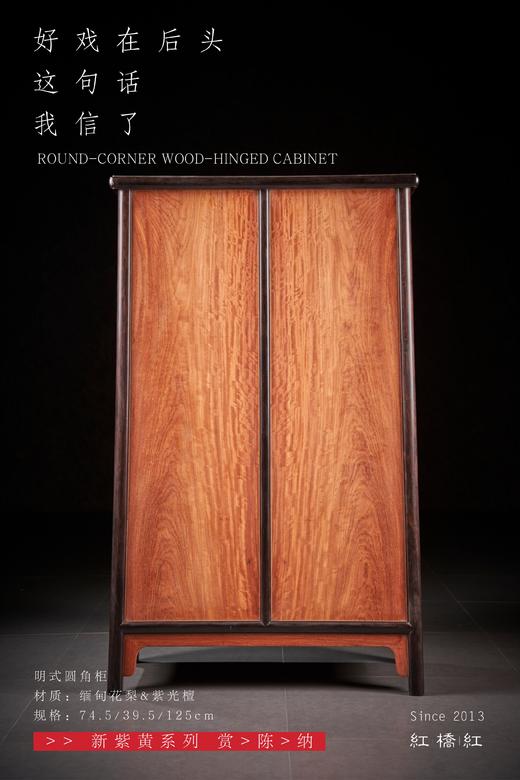 红桥红  家具严选  缅甸花梨（大果紫檀）【嵌紫光檀 125 明式素面 小圆角柜】 商品图8