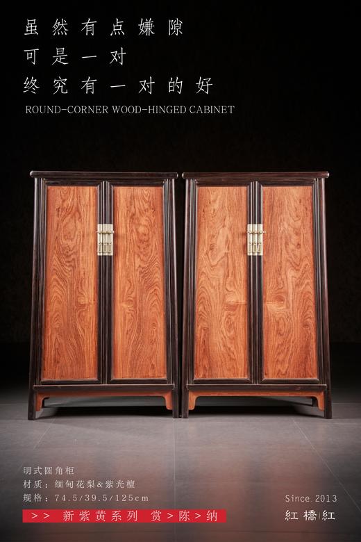 红桥红  家具严选  缅甸花梨（大果紫檀）【嵌紫光檀 125 明式素面 小圆角柜】 商品图0