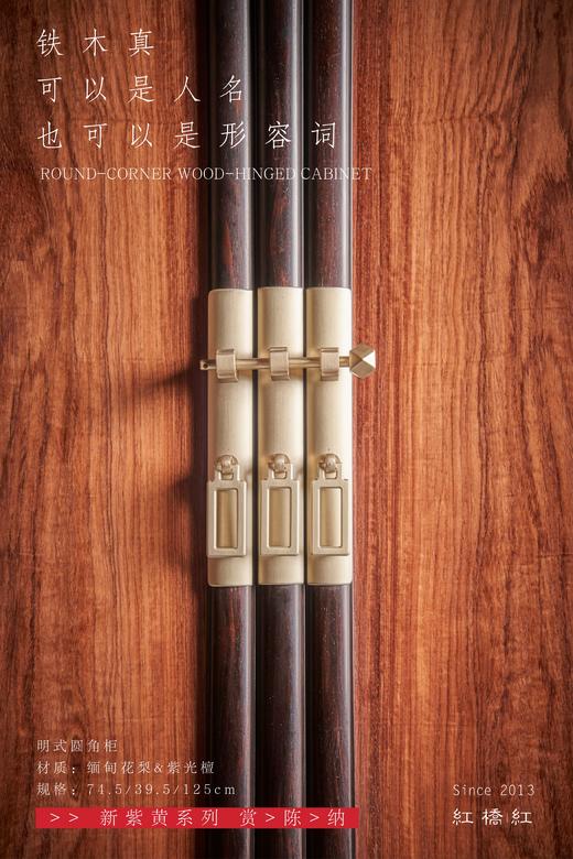 红桥红  家具严选  缅甸花梨（大果紫檀）【嵌紫光檀 125 明式素面 小圆角柜】 商品图4