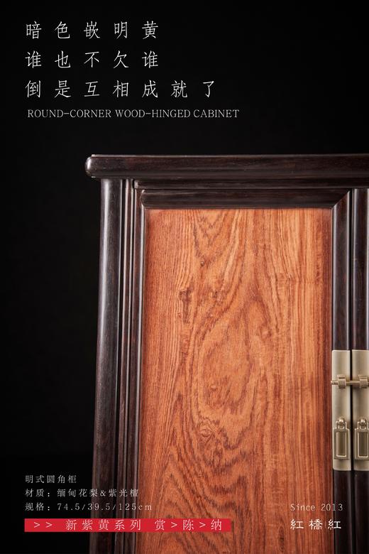 红桥红  家具严选  缅甸花梨（大果紫檀）【嵌紫光檀 125 明式素面 小圆角柜】 商品图2