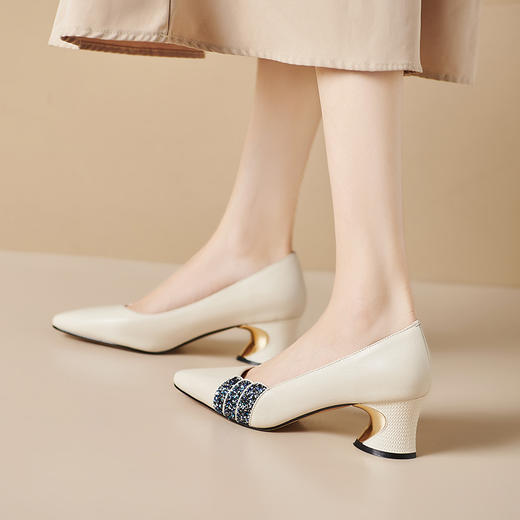 【预售5天】新款优雅韩版亮片时尚百搭出行高跟单鞋SY&F27D115 商品图0