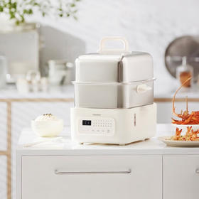 【小家电】Glasslock不锈钢电蒸锅电蒸锅全自动预约多功能家用三层大容量蒸汽锅蒸箱多层不锈钢蒸鱼锅GE-ST01GY HF