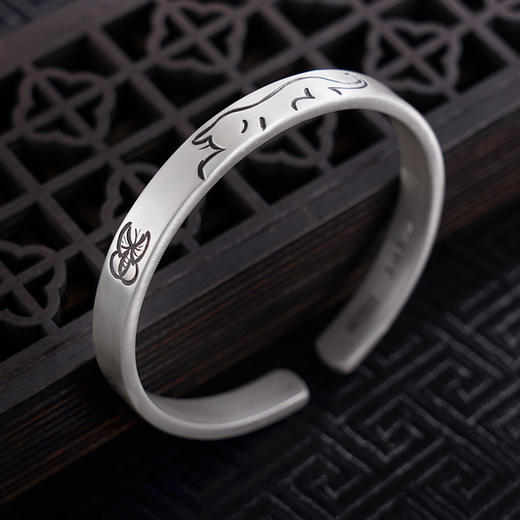 【小猫戏蝶】子佩集S999银手工手镯原创设计【55052211】2407 商品图4