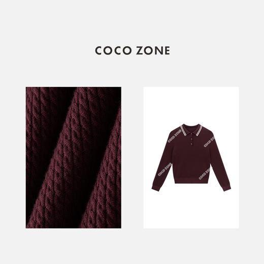 COCO ZONE 100绵羊毛POLO领针织衫长袖上衣CC1B1526 商品图2