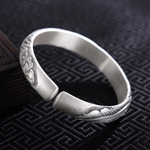 【凤衔花影】子佩集S999银手工手镯原创设计【55051202】2407 商品图4