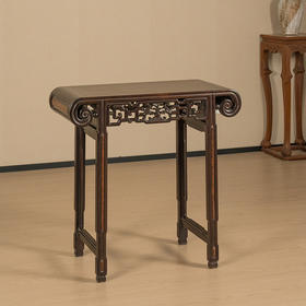 清 红木透雕龙纹书卷式平头案