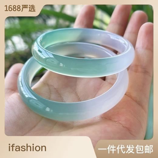 【母亲节礼物】六鑫珠宝 水碧山青玛瑙玉髓手镯 商品图1
