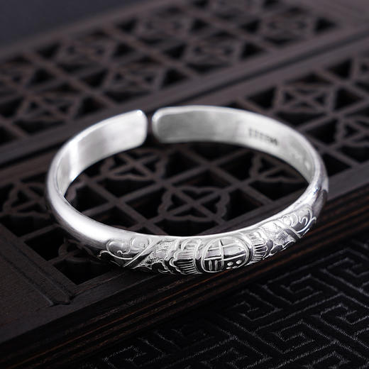 【花盛福至】子佩集S999银手工手镯原创设计【55041111】2407 商品图3