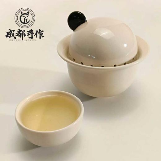 【彭州白瓷￭侠客熊杯】成都手作茶杯 一碗两杯熊猫带盖单个 高档功夫茶具泡茶碗【非物质文化遗产】【大师匠作】 商品图4