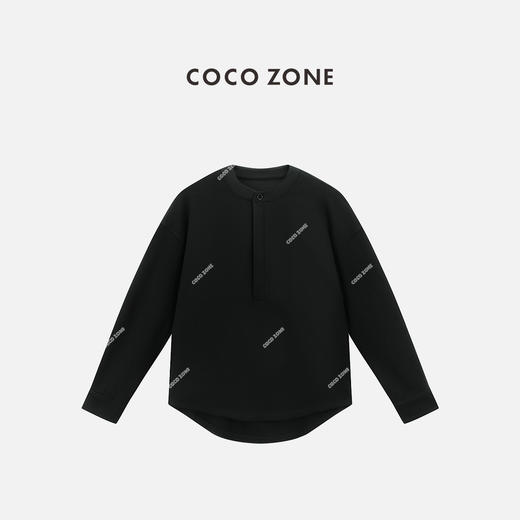 COCO ZONE 设计感下摆弧形上衣简约立领长袖T恤CC2C1576 商品图0
