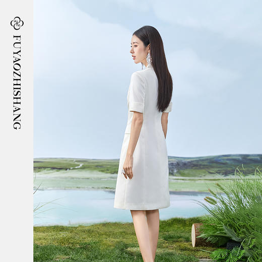 IWY/扶摇系列 白色夏季新中式国风盘扣职业西装裙FYQ371 商品图4