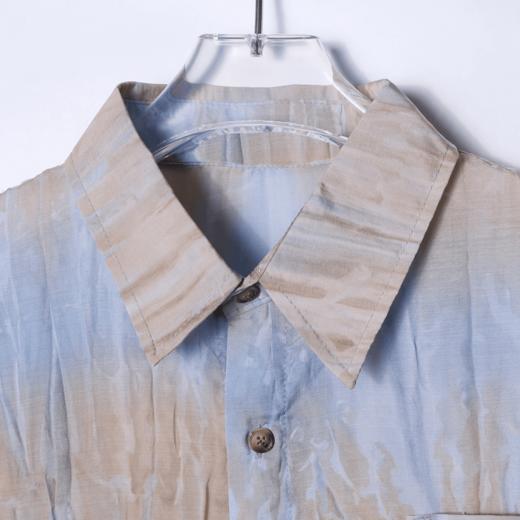 1898夏季新款时尚撞色印染口袋男士衬衫百搭潮流设计短袖休闲上衣 商品图1