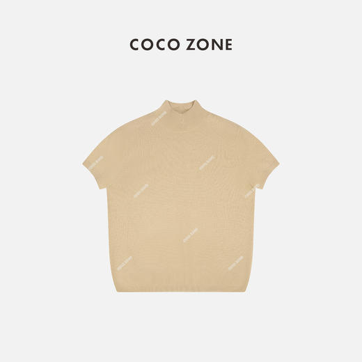 COCO ZONE半高领短袖打底针织衫百搭套头休闲毛衣24C10070 商品图0