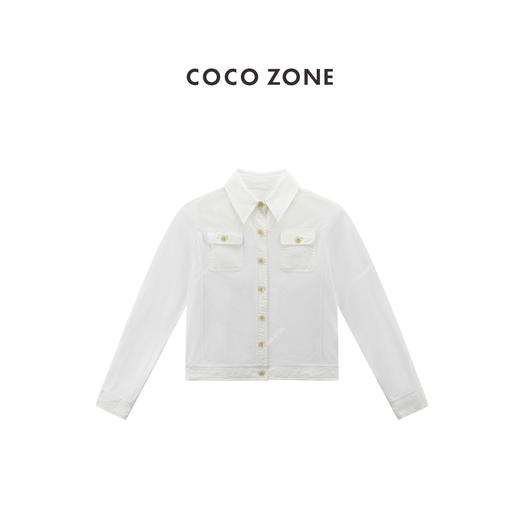 COCO ZONE 100棉短款翻领衬衫气质排扣上衣CC2C1359 商品图0