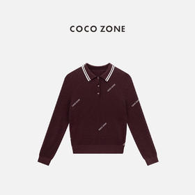 COCO ZONE 100绵羊毛POLO领针织衫长袖上衣CC1B1526