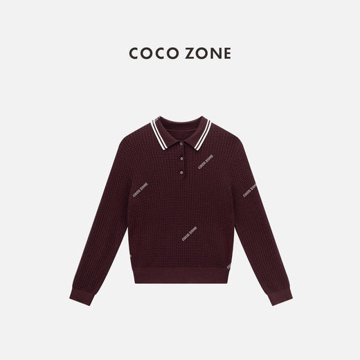 COCO ZONE 100绵羊毛POLO领针织衫长袖上衣CC1B1526 商品图0