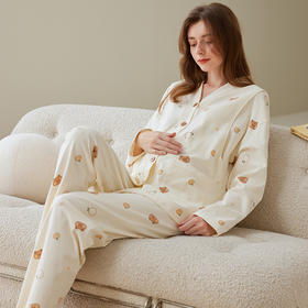 芬腾月子服孕妇睡衣女春秋季纯棉长袖套装产后产妇喂奶哺乳家居服