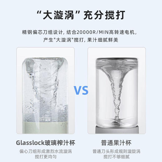 【小家电】GLASSLOCK榨汁杯迷你果汁杯小型双层中空玻璃保冷搅拌杯充电无线小型可做碎冰沙水果蔬菜汁机婴儿童辅食机GE-JU01GY HF 商品图3