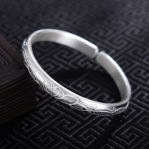 【花香盈褔】子佩集S999银手工手镯原创设计【55041131】2407 商品图1