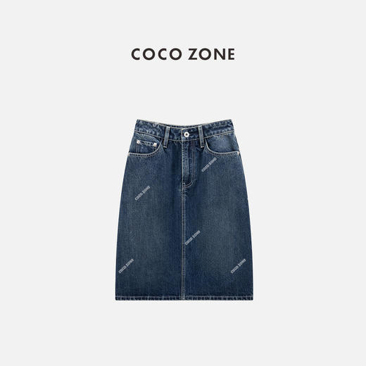 COCO ZONE 100棉复古牛仔半身裙显瘦A字裙CC1C1578 商品图0