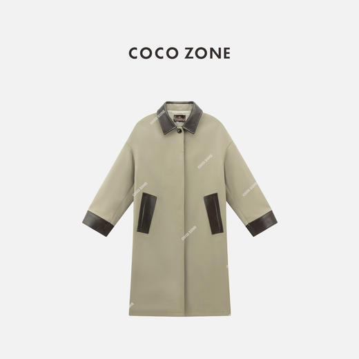 COCO ZONE 设计感翻领长款风衣外套单排扣上衣CC1C1652 商品图0