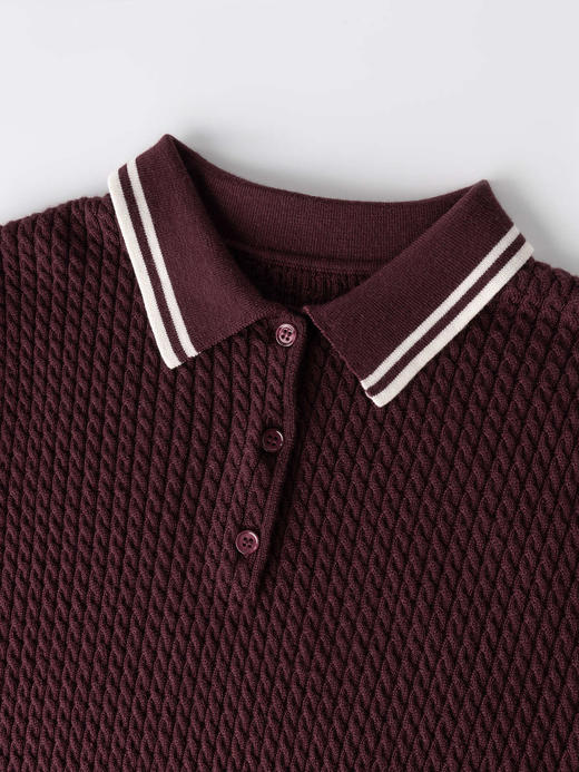 COCO ZONE 100绵羊毛POLO领针织衫长袖上衣CC1B1526 商品图5