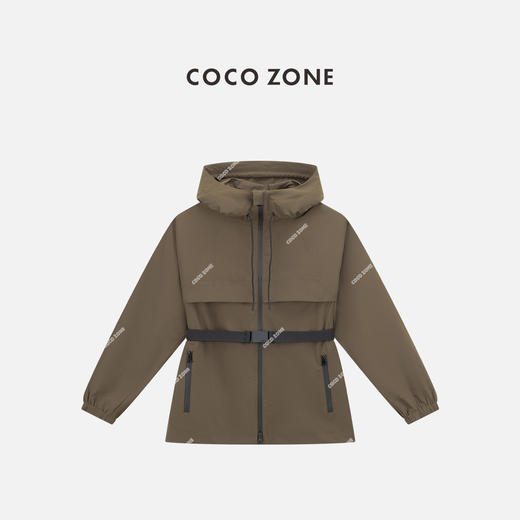 COCO ZONE 复古连帽抽绳长袖外套束带收腰上衣CC1B1510 商品图0