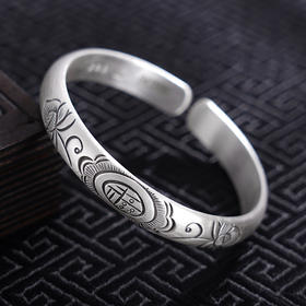 【莲开福瑞】子佩集S999银手工手镯原创设计【55041204】2407