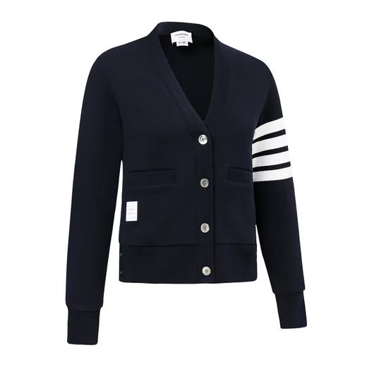 THOM BROWNE 汤姆·布朗 女士经典条纹装饰V领针织开衫 FJT069A 00535 商品图0