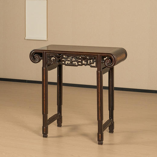 清 红木透雕龙纹书卷式平头案 商品图4