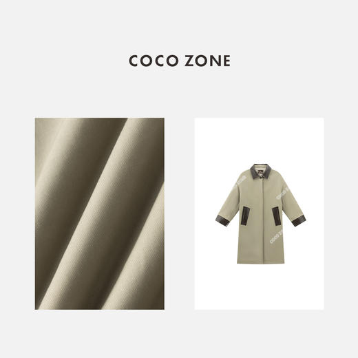 COCO ZONE 设计感翻领长款风衣外套单排扣上衣CC1C1652 商品图2