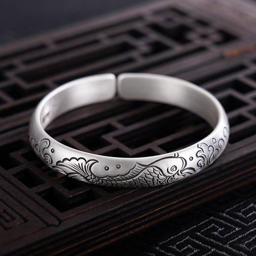 【波光鱼影】子佩集S999银手工手镯原创设计【55051229】2407 商品图1