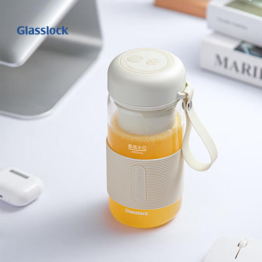 【小家电】GLASSLOCK榨汁杯迷你果汁杯小型双层中空玻璃保冷搅拌杯充电无线小型可做碎冰沙水果蔬菜汁机婴儿童辅食机GE-JU01GY HF 商品图2