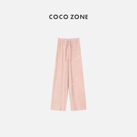 COCO ZONE 通勤风粉系休闲裤褶皱感松紧腰带腰绳  23C18961