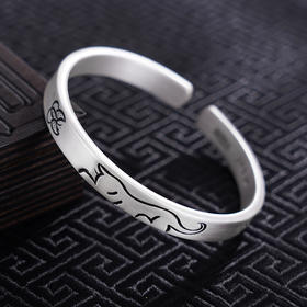 【小猫戏蝶】子佩集S999银手工手镯原创设计【55052211】2407