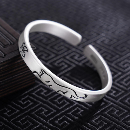 【小猫戏蝶】子佩集S999银手工手镯原创设计【55052211】2407 商品图1