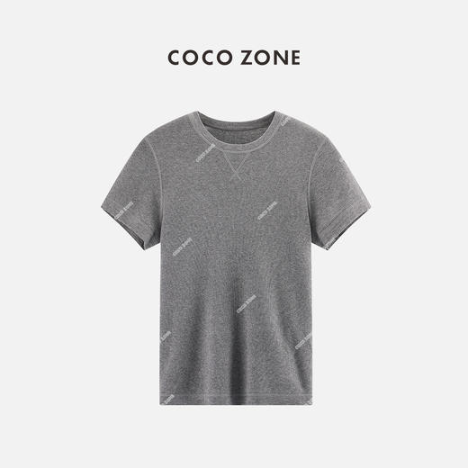 COCO ZONE100棉时尚圆领休闲短袖显瘦纯色毛针织衫24C10259 商品图0