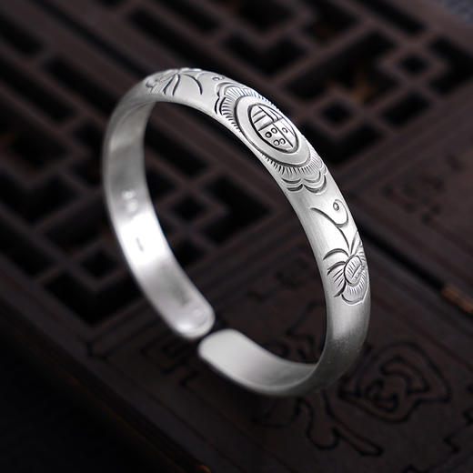 【莲开福瑞】子佩集S999银手工手镯原创设计【55041204】2407 商品图3