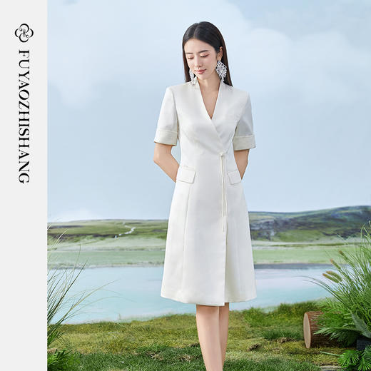IWY/扶摇系列 白色夏季新中式国风盘扣职业西装裙FYQ371 商品图1