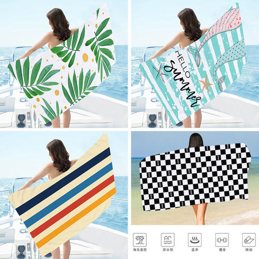 双面毛巾布沙滩巾，印花超细纤维沙滩游泳浴巾MQ- 47038 商品图1