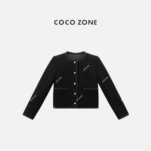 COCO ZONE 秋季圆领百搭长袖外套纯色单排扣上衣CC1C1655 商品图0
