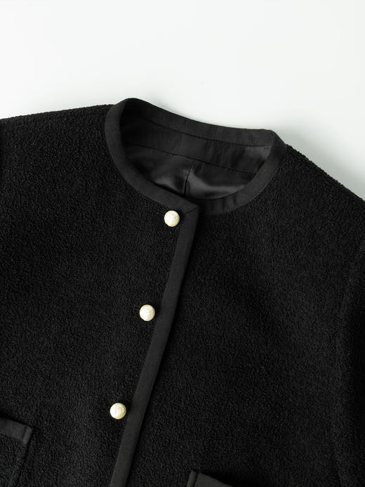 COCO ZONE 秋季圆领百搭长袖外套纯色单排扣上衣CC1C1655 商品图5